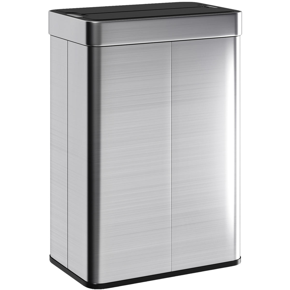 MÜLLEIMER DE-08920 55 L mit Schmetterlingsdeckel & automatischer Öffnung Silberfarben - Silberfarben, Metall (26.5/59/41cm) - ComfortXL