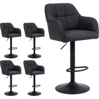 BARHOCKER 4er Set höhenverstellbar Lederoptik Schwarz - Schwarz, Kunststoff (56/116/41cm)