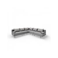 GARTENSOFA BAHAMA L - Wetterfeste Balkonmöbel & Terrassenmöbel Außen - Moderne Lounge Möbel für Garten - Balkon & Terrasse - Grau gestreift - Grau, Kunststoff (298/75/298cm) - Trada