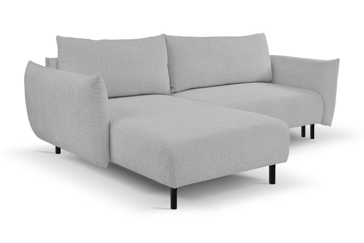ECKSOFA ADEL mit Schlaffunktion und Bettkasten, L-förm, Metallbeine, verstellbar lose Rückenkissen, freistehend, LINKS, 171x257x90 cm, Grey - Grau, Holz/Textil (171/257cm) - DomoHome