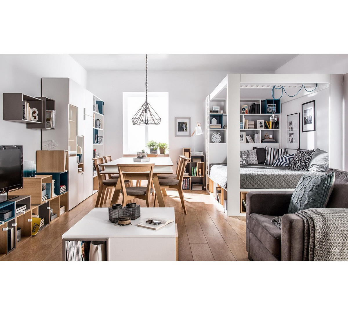 HIMMELBETT Calgary 160x200 mit aufklappbarem Lattenrost - weiß - Weiß, Holzwerkstoff (160/200cm) - QMM TraumMöbel