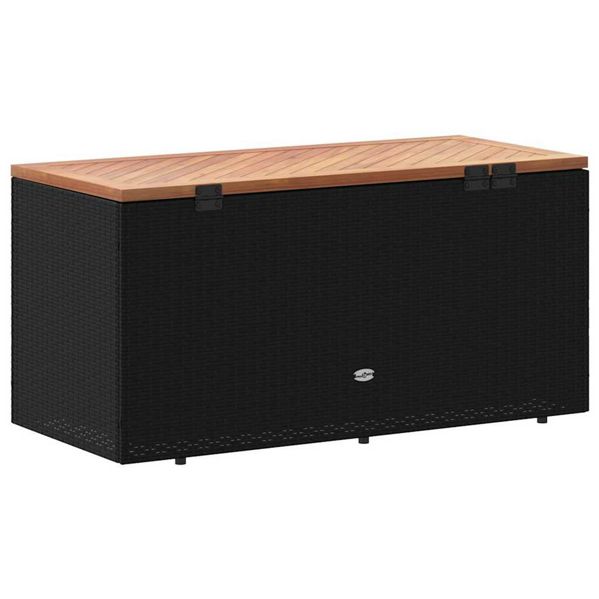 GARTENTRUHE Schwarz 110/50/54 Cm Poly Rattan Akazienholz - Schwarz, Kunststoff (110/54/50cm) - vidaXL