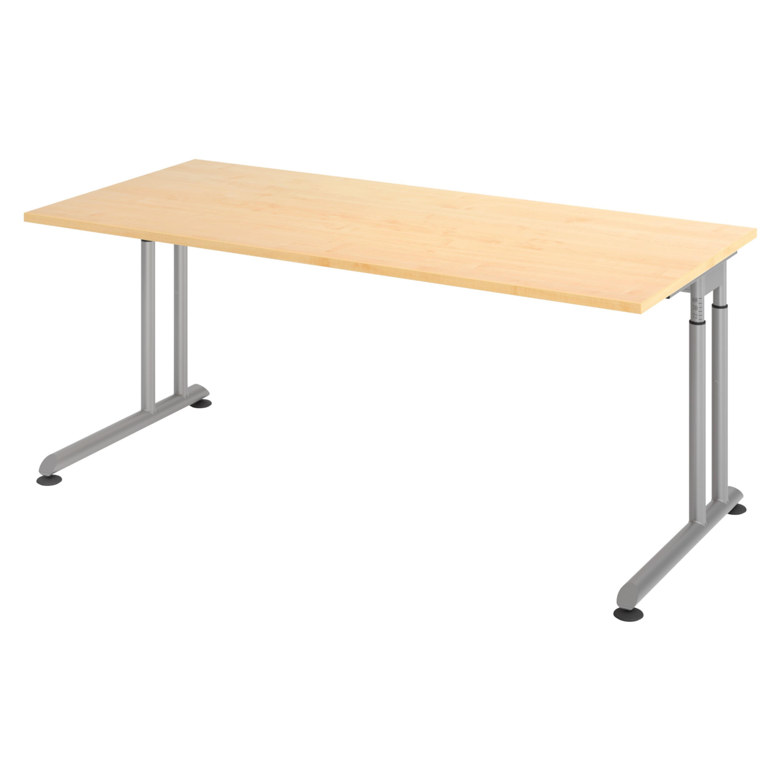 bümö Schreibtisch Ahorn, Silber 180x74x80 cm