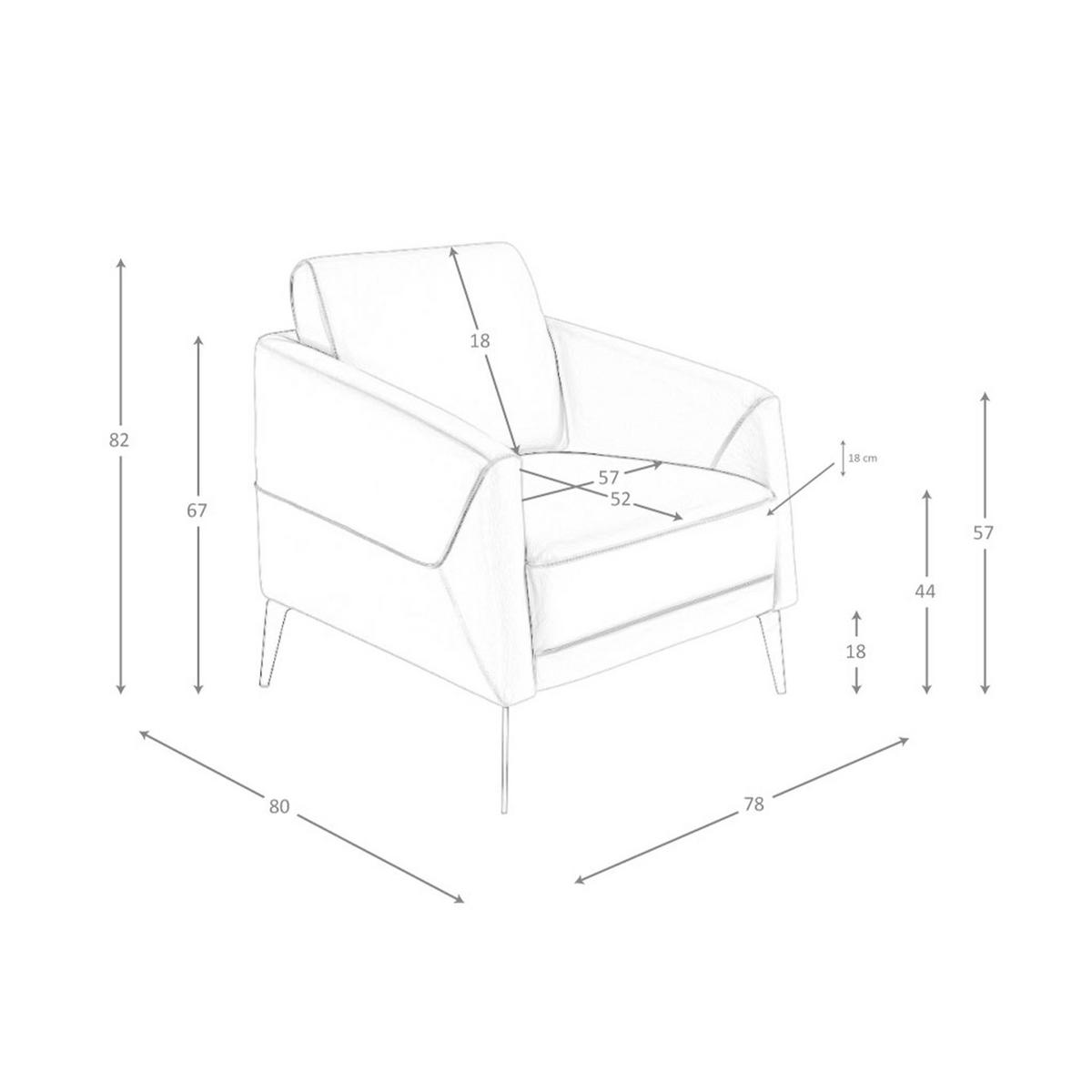 SESSEL Dunkelgrauer Ledersessel 78/80/82 cm - Schwarz/Grau, Leder (78/82/80cm) - ANGEL CERDA