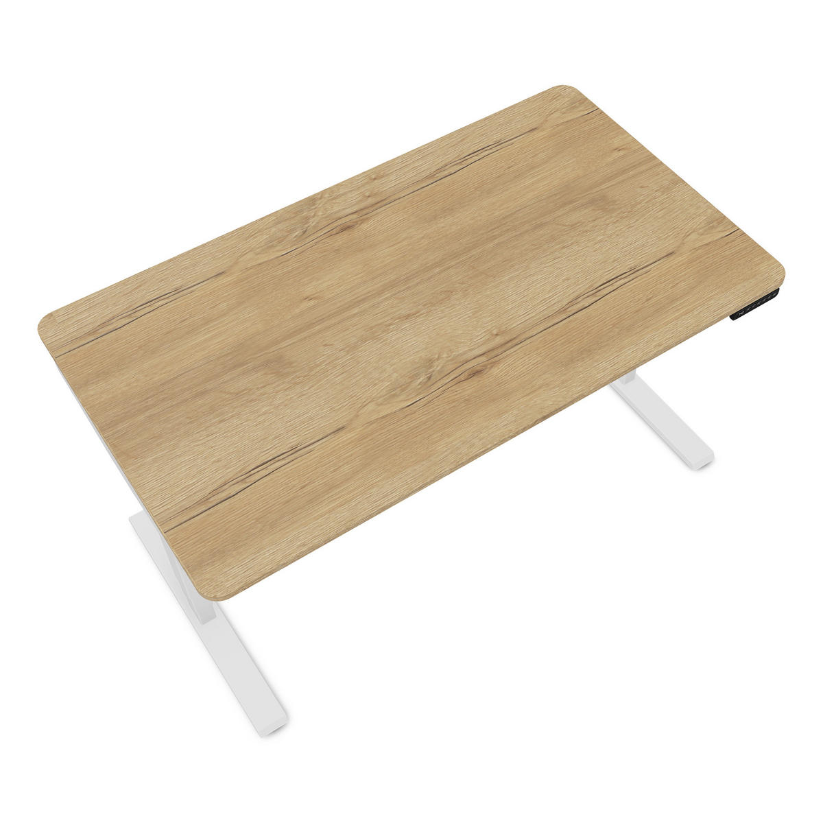 SCHREIBTISCH Elektrisch höhenverstellbarer Schreibtisch Y-Line Curved Eiche Natura Signalweiß 140/80/62-127cm - Weiß/Eiche Artisan, Holzwerkstoff/Metall (80/140/127cm) - ASSMANN