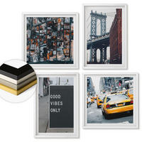 WANDBILDER 4er-Set - 50x50 cm & 40x60 cm Weißer Rahmen - Brückenstadt-Inschriften aus der Vogelperspektive - Weiß, Kunststoff (50/50cm) - ArtPrintCave