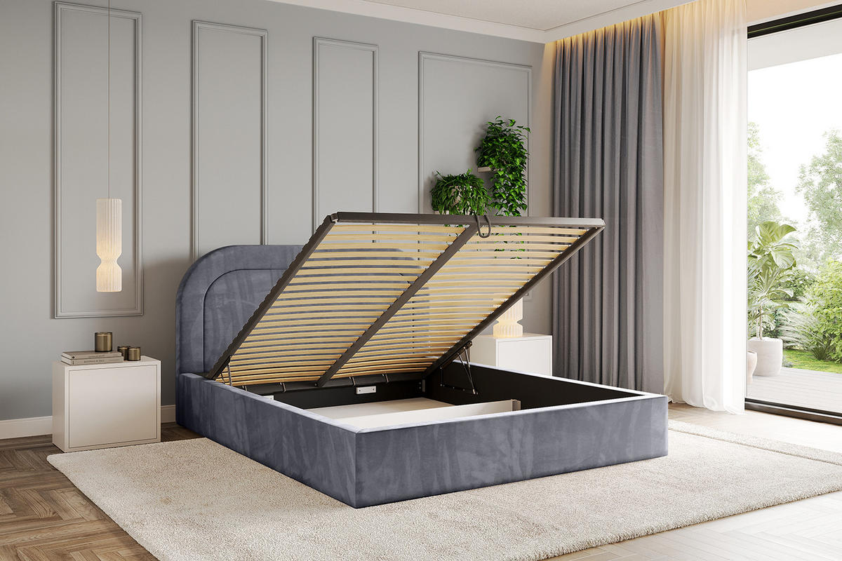 POLSTERBETT mit Bettkasten und Lattenrost, Boxbett ohne Matratze - LERAY 180x200 Dunkelgrau - Dunkelgrau, Holzwerkstoff/Textil (180/200cm) - ALTDECOR