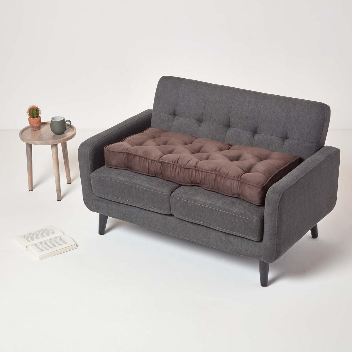 SITZAUFLAGE braun 100/48/10 cm – Sofa-Sitzkissen, Velours - Braun, Textil (48/100/10cm) - Homescapes