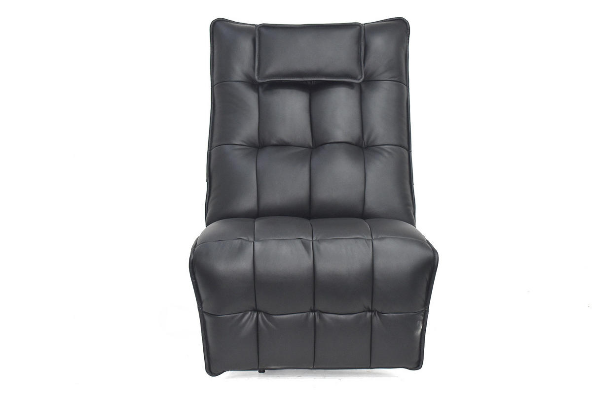 RELAXSESSEL MIKO Schwarz Leder - Schwarz, Leder/Metall (75/115/94cm) - KAWOLA
