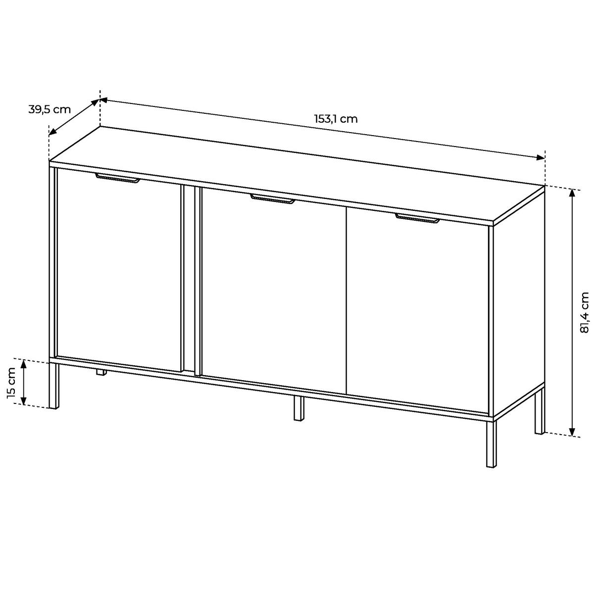 SIDEBOARD LAVIK KOM3 ABS-Kante Anthrazit Anthrazit - Anthrazit, Glas/Holzwerkstoff (153/82/40cm) - Komodee