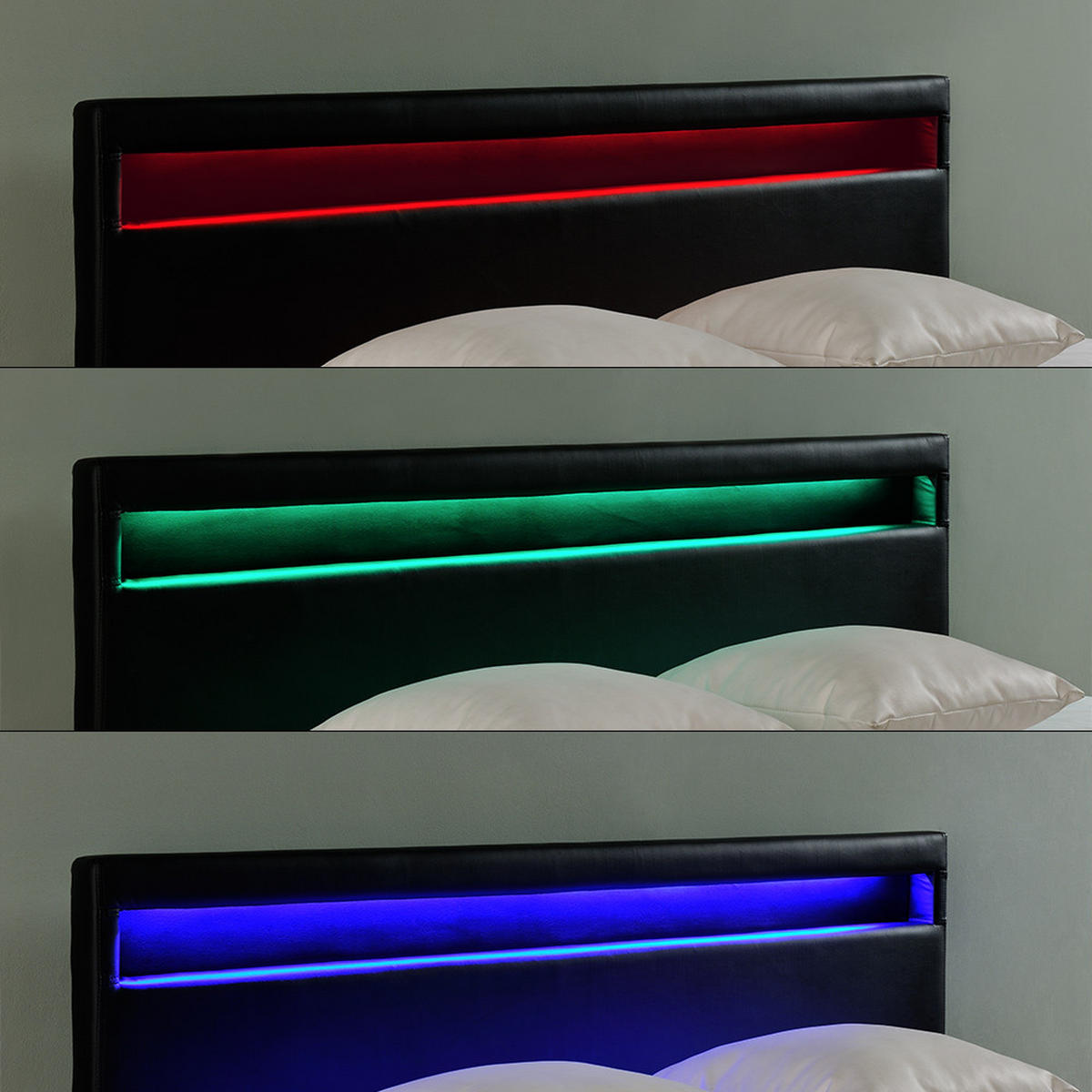 POLSTERBETT Paris mit Matratze und LED-Beleuchtung - Schwarz, Textil (140/200cm) - Corium