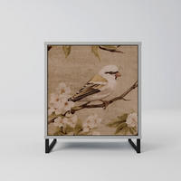 SIDEBOARD PETAL DISTINGUISH, Grau, 57,5x42x67,5 cm, Schwarze Metall-Rahmenfüße - Multicolor/Schwarz, Holzwerkstoff/Metall (57.5/67.5/42cm) - SpaceRebels