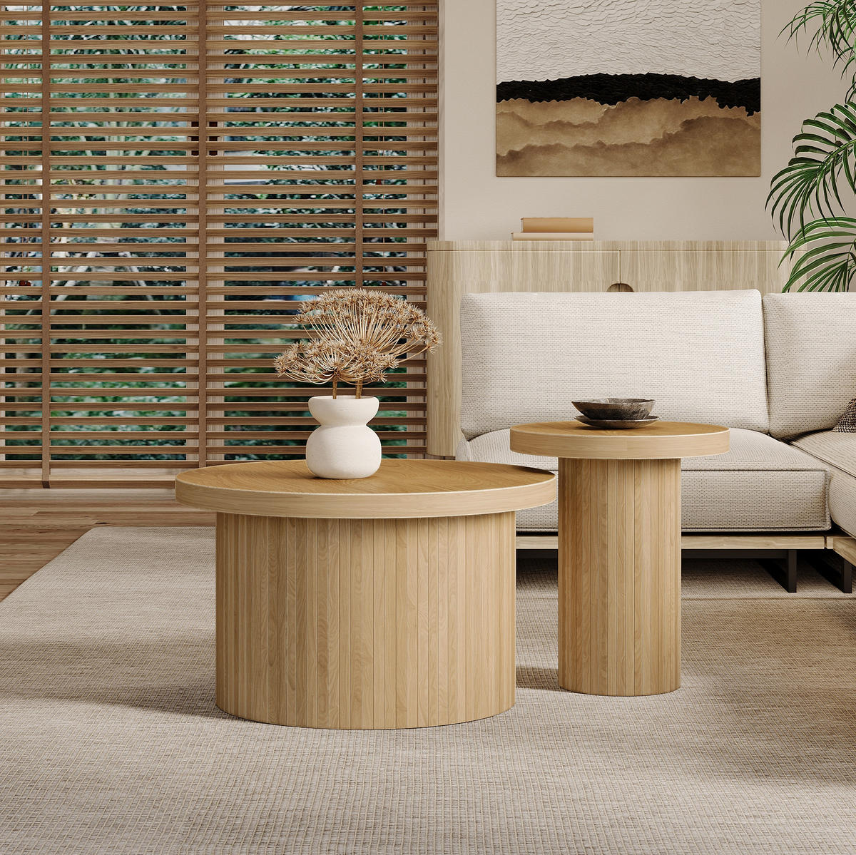 COUCHTISCH 66/40 cm Natur aus MDF mit platzsparender Funktion - Naturfarben, Holzwerkstoff (66/66/40cm) - OKMYHOME