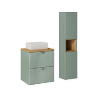 BADMÖBEL 50.4cm Jade 2er-Set Grün und Holz - Grün, Holzwerkstoff (50.4/59/40cm) - Petits-meubles