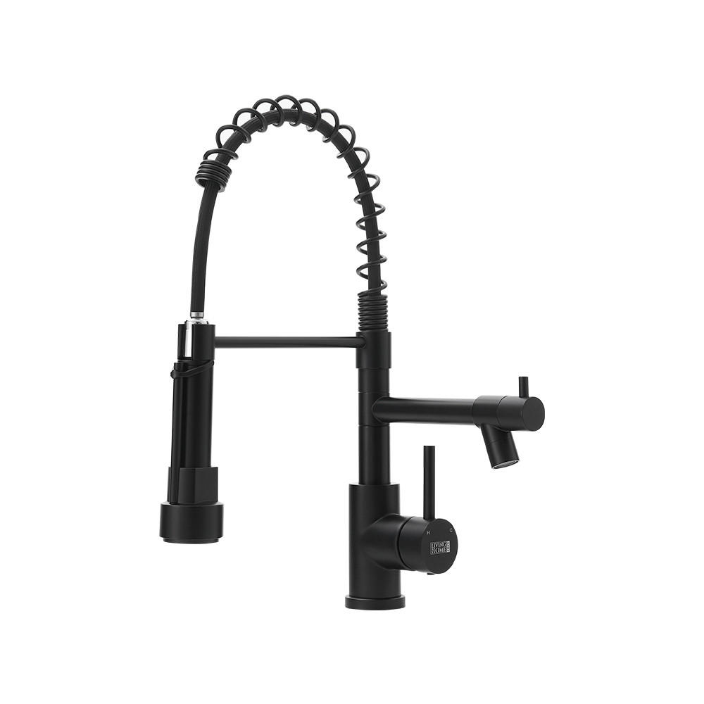KÜCHENARMATUR Ausziehbar Brausekopf Topffüller Einhandgriff Schwarz - Schwarz, Metall (25.5/43/5cm) - Livingandhome