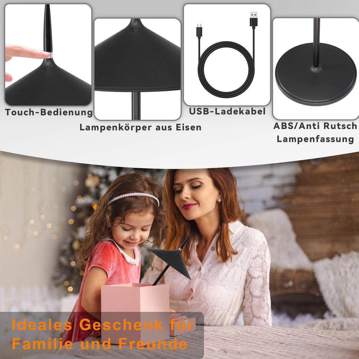 LED TISCHLEUCHTE Nauser (2er-Set) - Schwarz, Kunststoff (15.4/15.4/37.6cm) - Nettlife