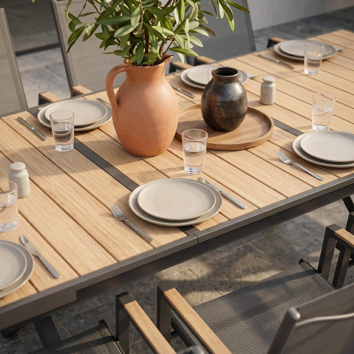 GARTENSET 11er-tlg., Grau - Grau, Metall - Oviala