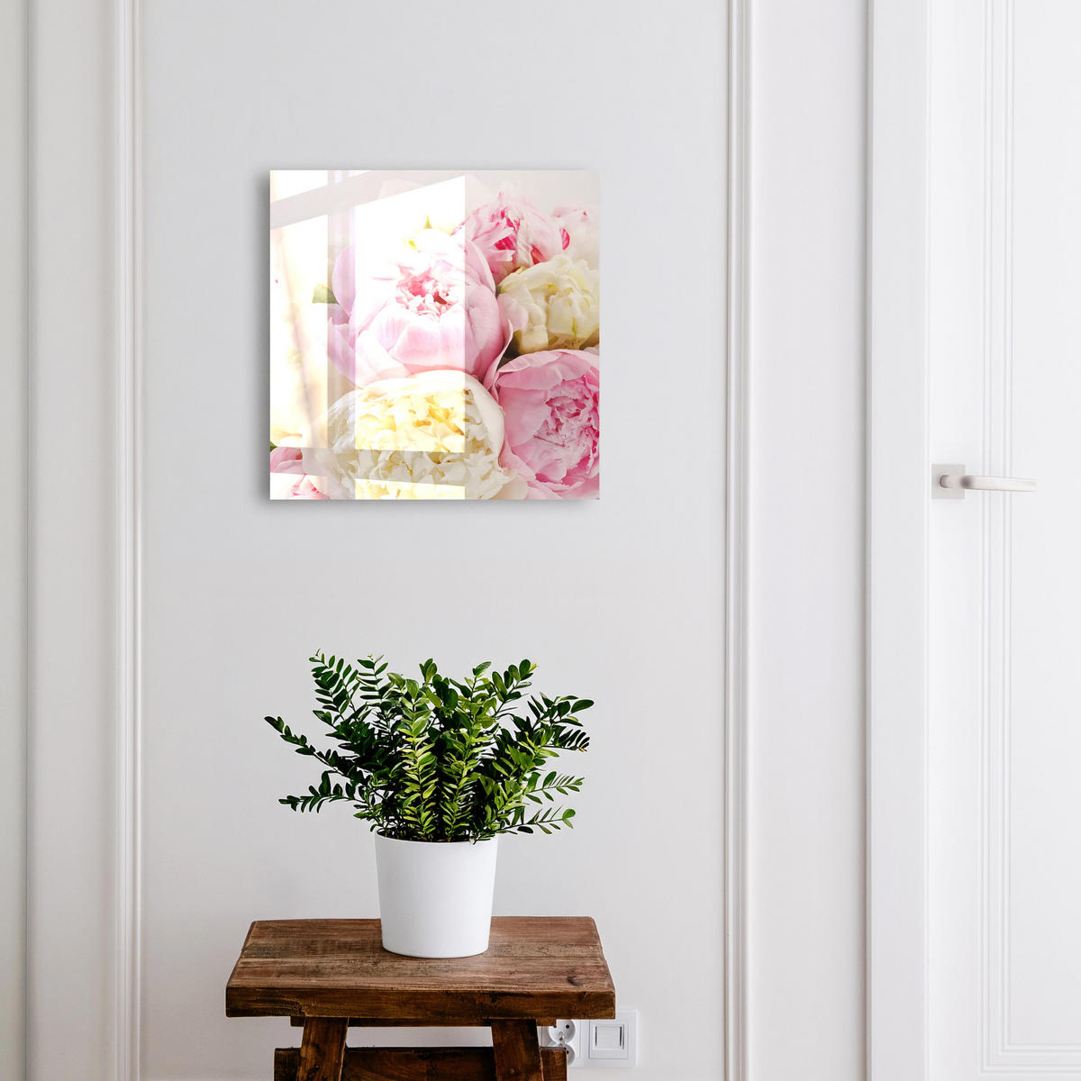SCHLÜSSELBOX Schwarz 30x30 cm- Türöffnung nach rechts - Pastellblumen - Pink, Metall (30/30/5cm) - TULUP