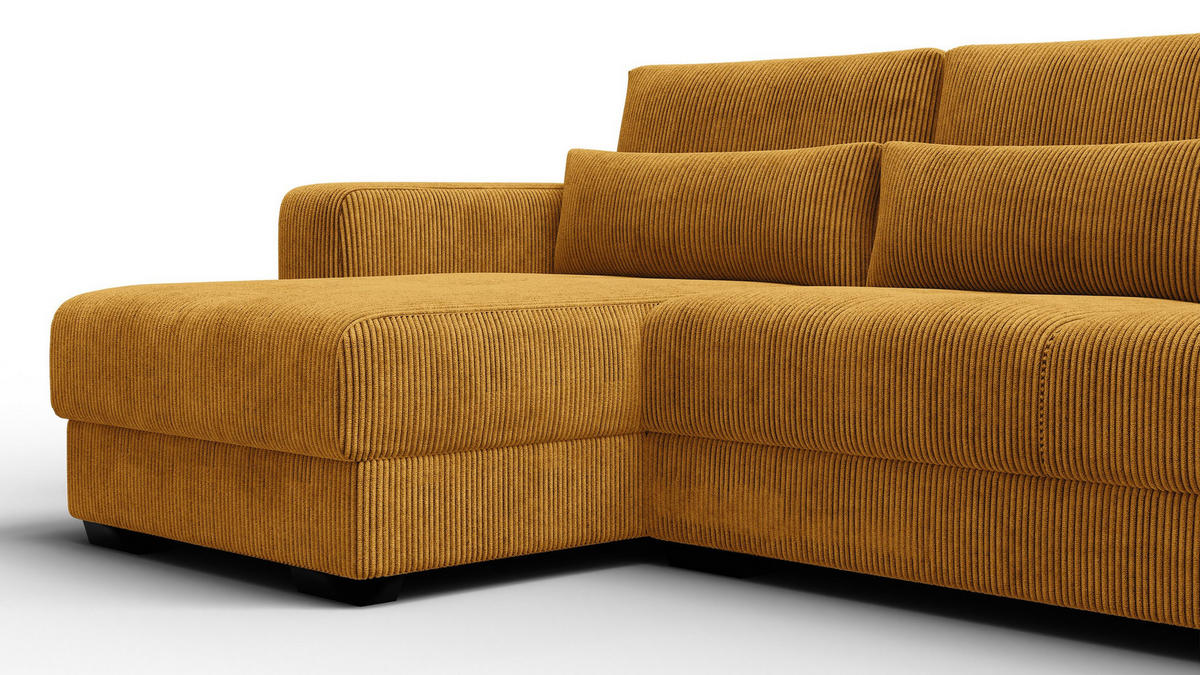 ECKSOFA OLI 4-Sitzer links, safran - Gelb, Holz/Textil (295/172cm) - Courtois Laville