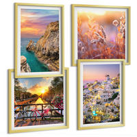 BILDER SET 4er Set - 50x50 cm & 40x60 cm Goldrahmen - Sonnenuntergänge am Meer - Goldfarben, Kunststoff (50/50cm) - TULUP