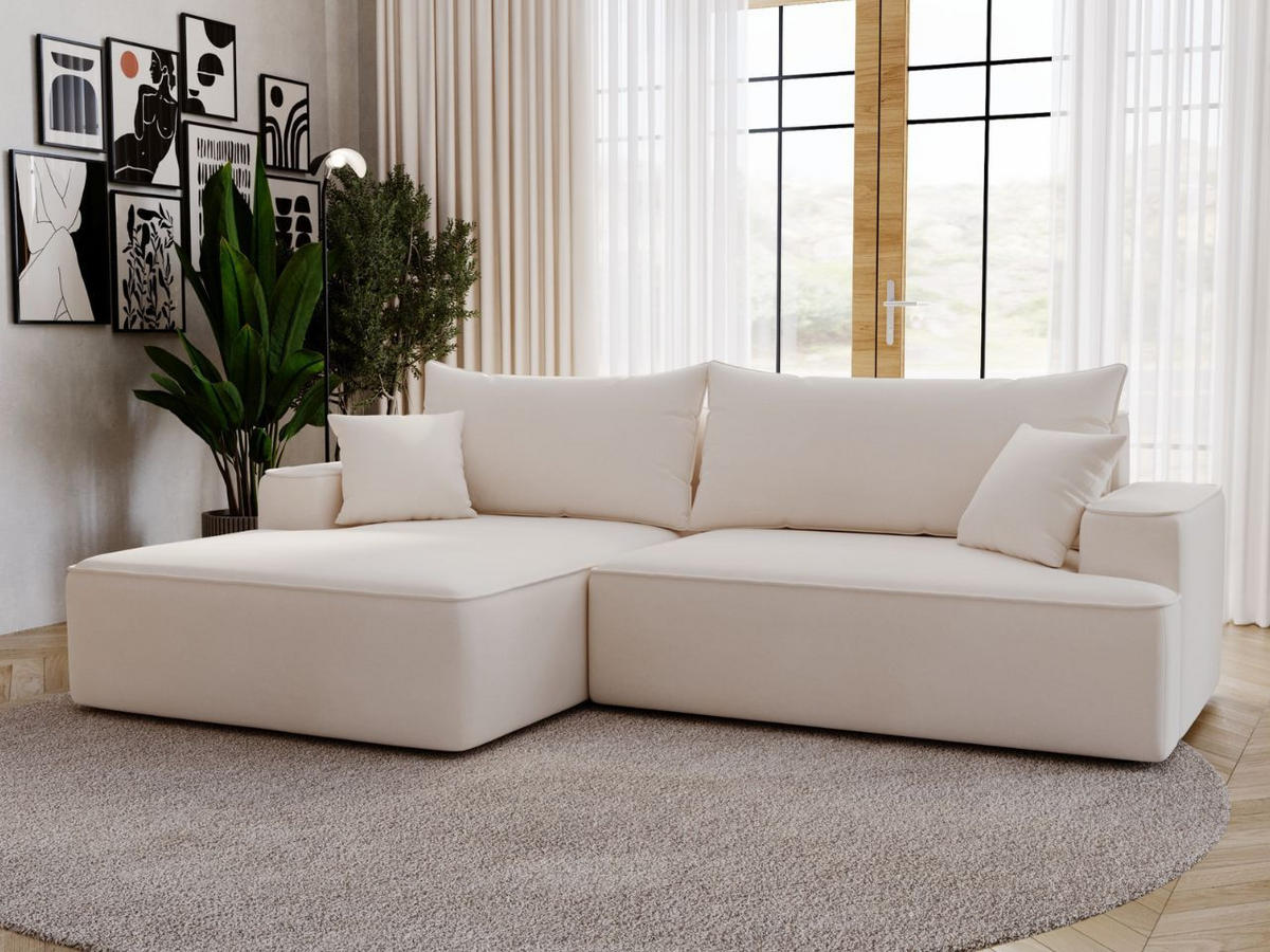 ECKSOFA California Creme Links - Creme, Holz/Textil (165/270cm) - Graingold