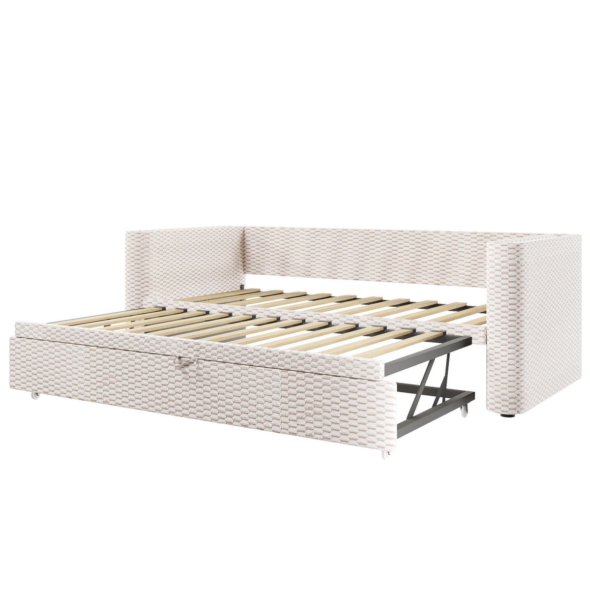 TAGESBETT 90/200 cm DE-04694, mit Ausziehbett in Beige - Beige, Holzwerkstoff/Metall (90/200cm) - ComfortXL