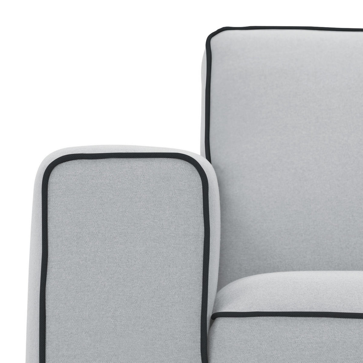 ECKSOFA mit Longchair - Webstoff - Hellgrau/Schwarz, Textil/Metall (264/168cm) - home24
