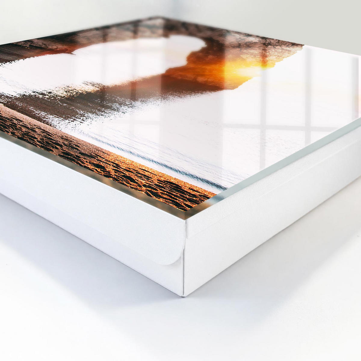 SCHLÜSSELBOX Weiß 30x30 cm – Türöffnung nach rechts - Felsbogen - Orange, Metall (30/30/5cm) - TULUP