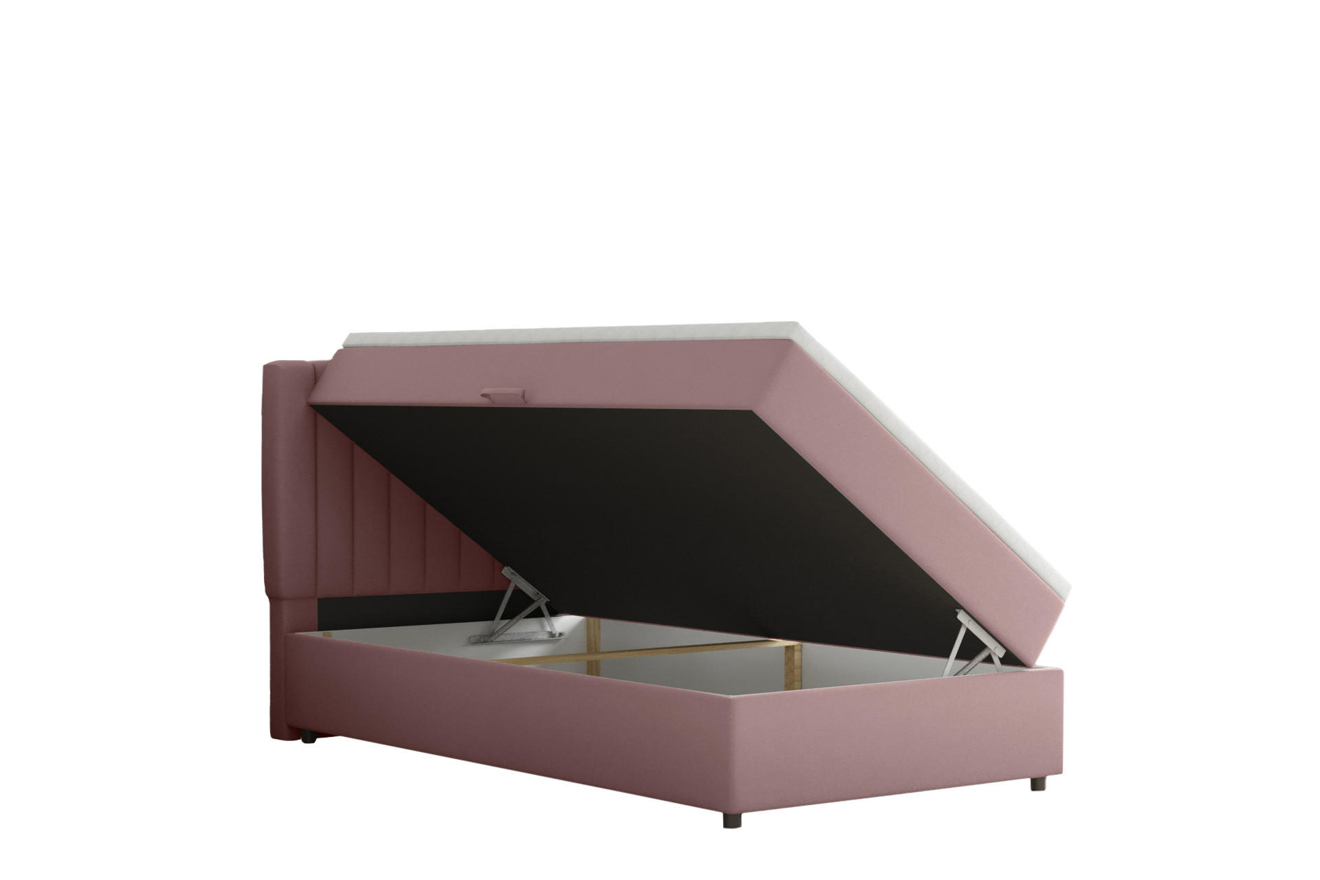 BOXBETT Everest 100 x 200 cm Einzelbett mit hochwertiger Bonell-Matratze und Topper - Rosa, Holz (100/200cm) - Panda Möbel