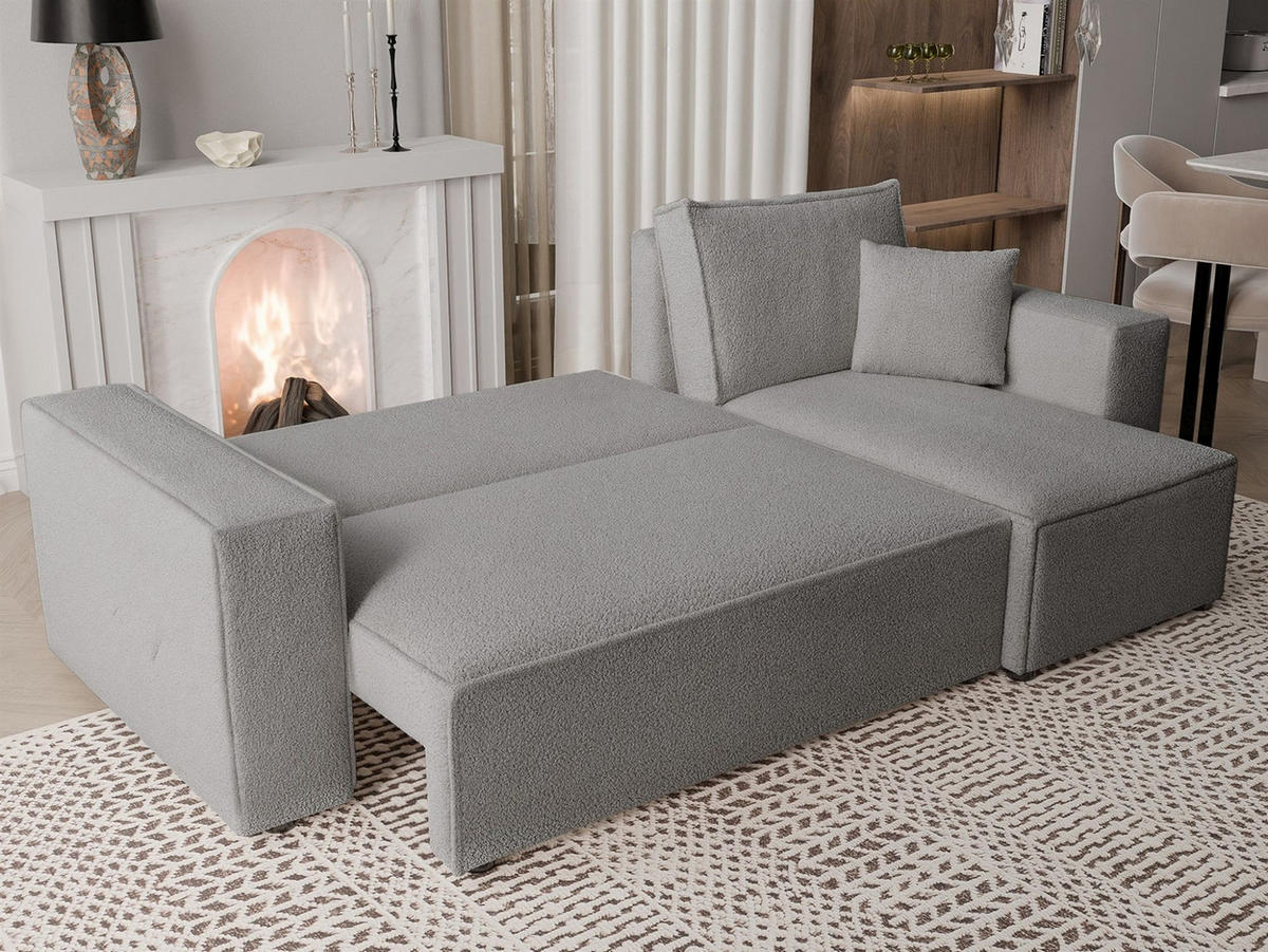 ECKSOFA Adara Mit Schlaffunktion - Grau, Holzwerkstoff/Textil (145/244cm) - Fun Möbel
