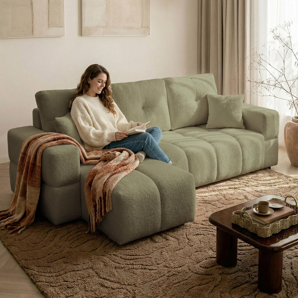 ECKSOFA BUENO mit Schlaffunktion und Bettkasten Grün - Grün, Kunststoff/Textil (250/148cm) - Idohome