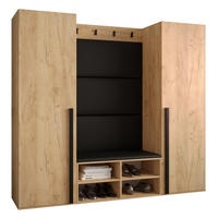 GARDEROBEN-SET 184/184/42 - Eichefarben/Schwarz, Holz/Kunststoff (184/184/42cm) - MÖBEL KRYSPOL