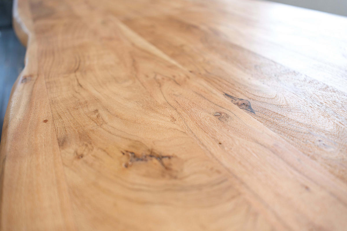 ESSTISCH MIT BAUMKANTE SELVA Braun Akazie - Schwarz/Braun, Holz/Metall (240/100/78cm) - KAWOLA