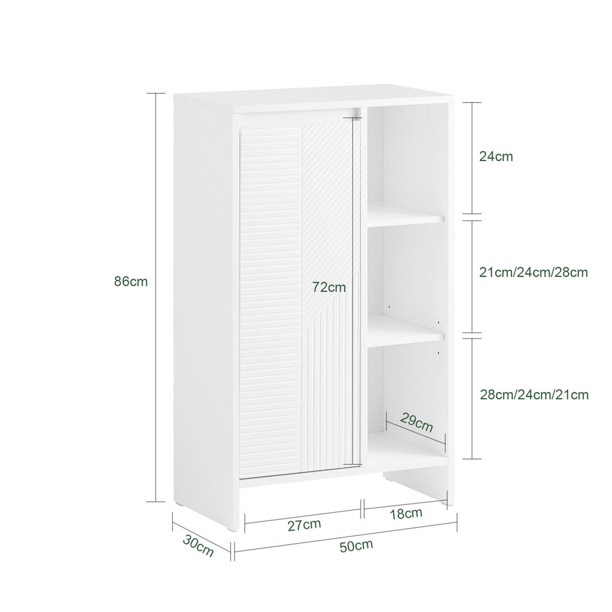 WÄSCHESCHRANK Weiß - Weiß, Holzwerkstoff (50/86/30cm) - SoBuy