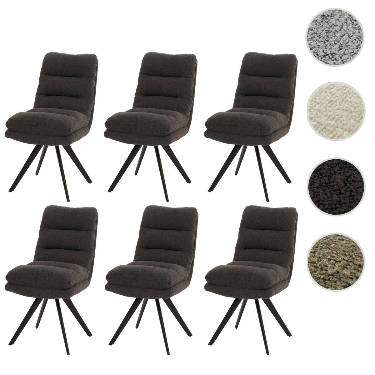 ESSZIMMERSTUHL BOUCLé Anthrazit 6er-Set - Anthrazit, Textil (48/92/68cm) - MCW
