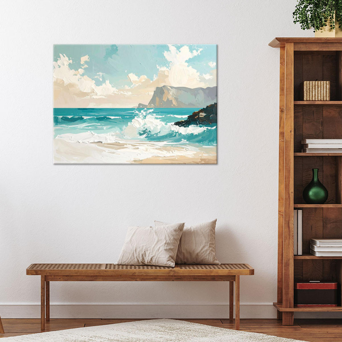 LEINWANDBILD Landschaften 60x40cm - Türkis, Textil (60/40cm) - Feeby