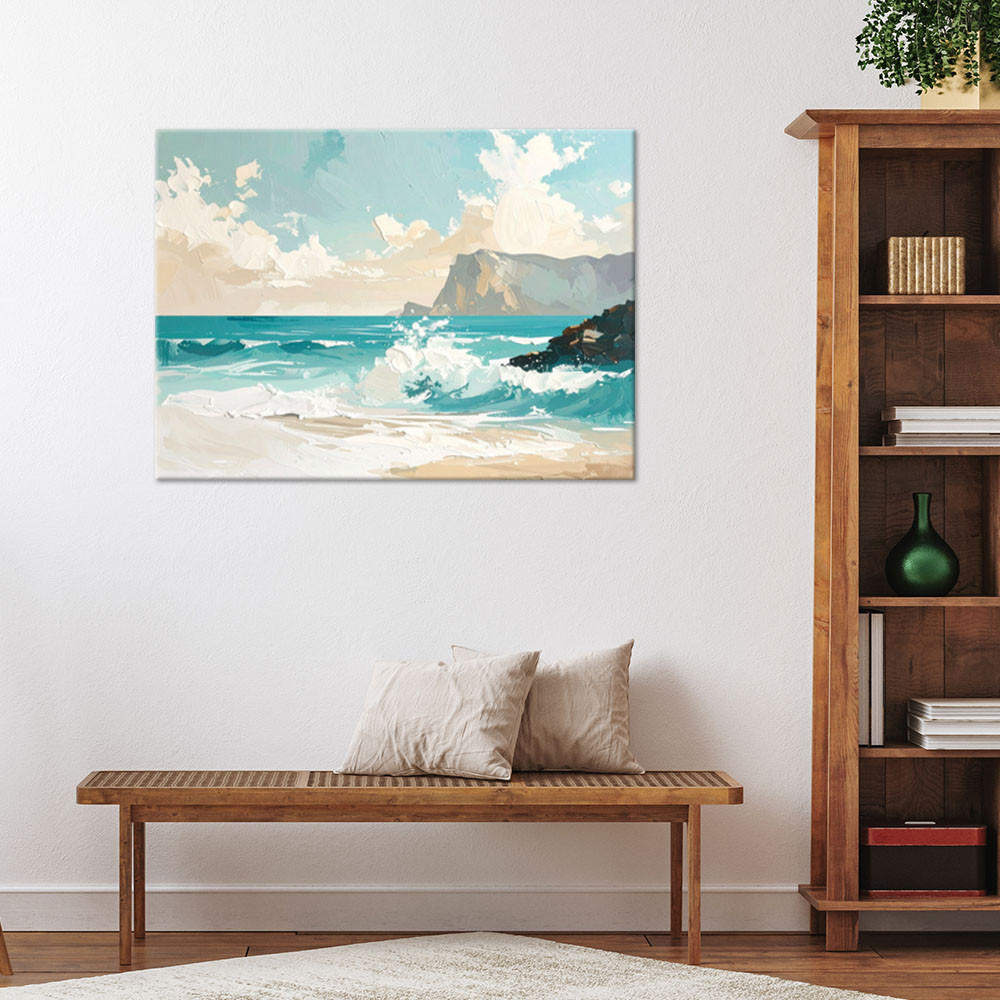 Thumbnail - Feeby Leinwandbild, Türkis, Textil, Landschaft/Berg, Rechteckig, 45x30 cm, Bilder und Zubehör, Wandbilder, Leinwandbilde...