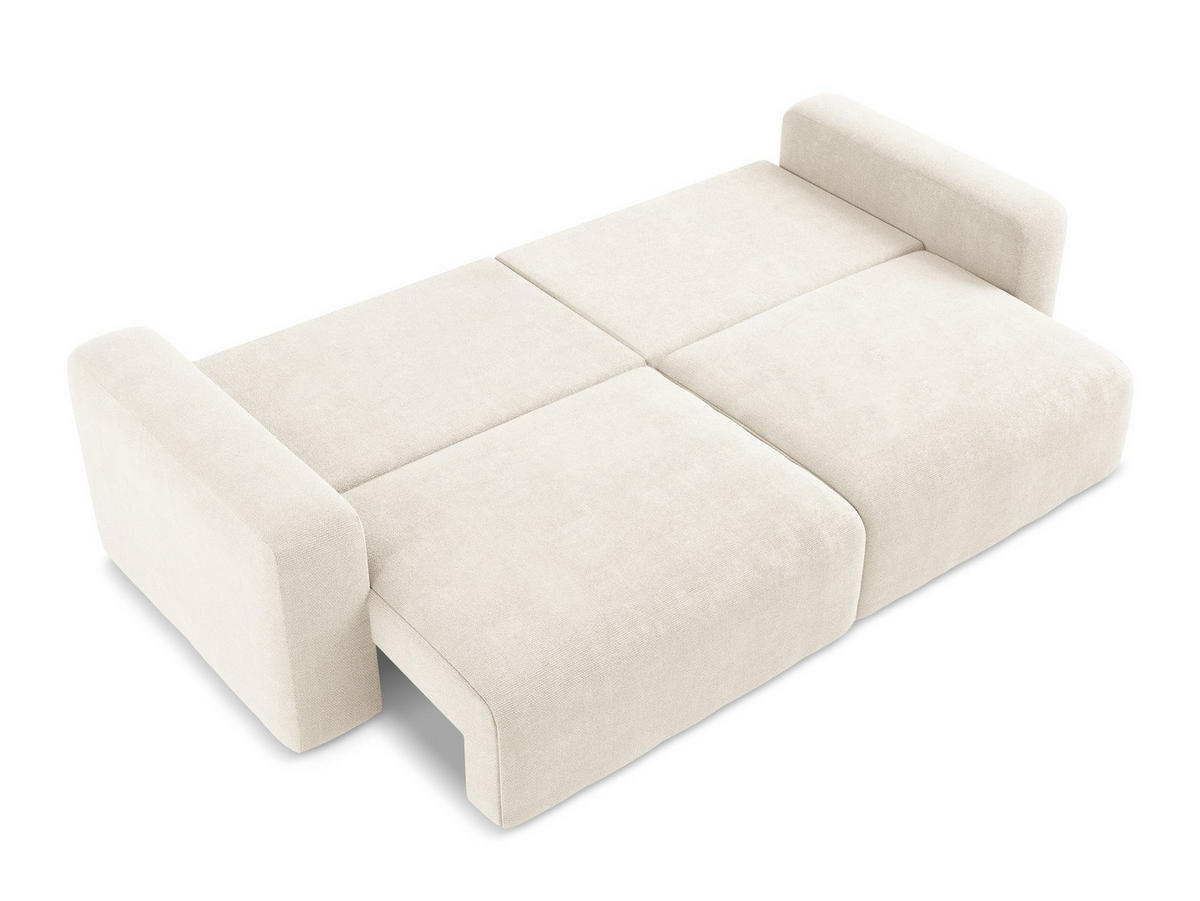 3-SITZER SOFA mit Schlaffunktion Chenille Stoff Beige - Beige/Creme, Kunststoff/Textil (244/79/102cm) - Makamii