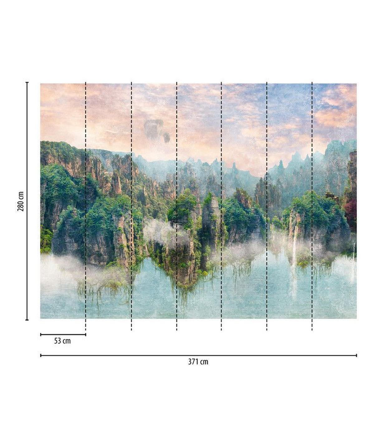 VLIESTAPETE Bunt 371/280 cm - Multicolor/Grün, Textil (371/1cm) - KUNSTLOFT