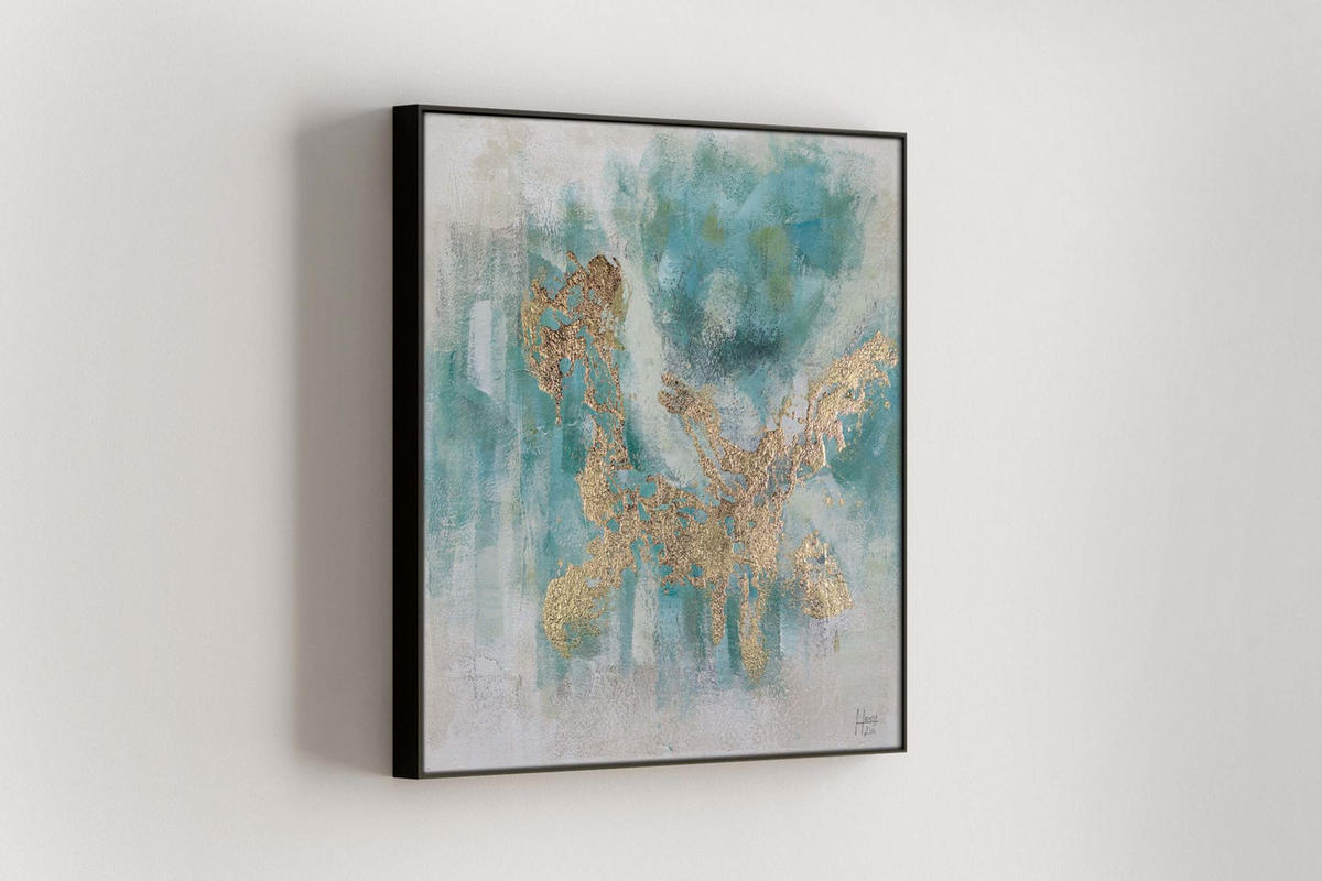 ACRYLBILD HANDGEMALT 60/60 cm - Blau/Goldfarben, Holz/Textil (60/60cm) - KUNSTLOFT