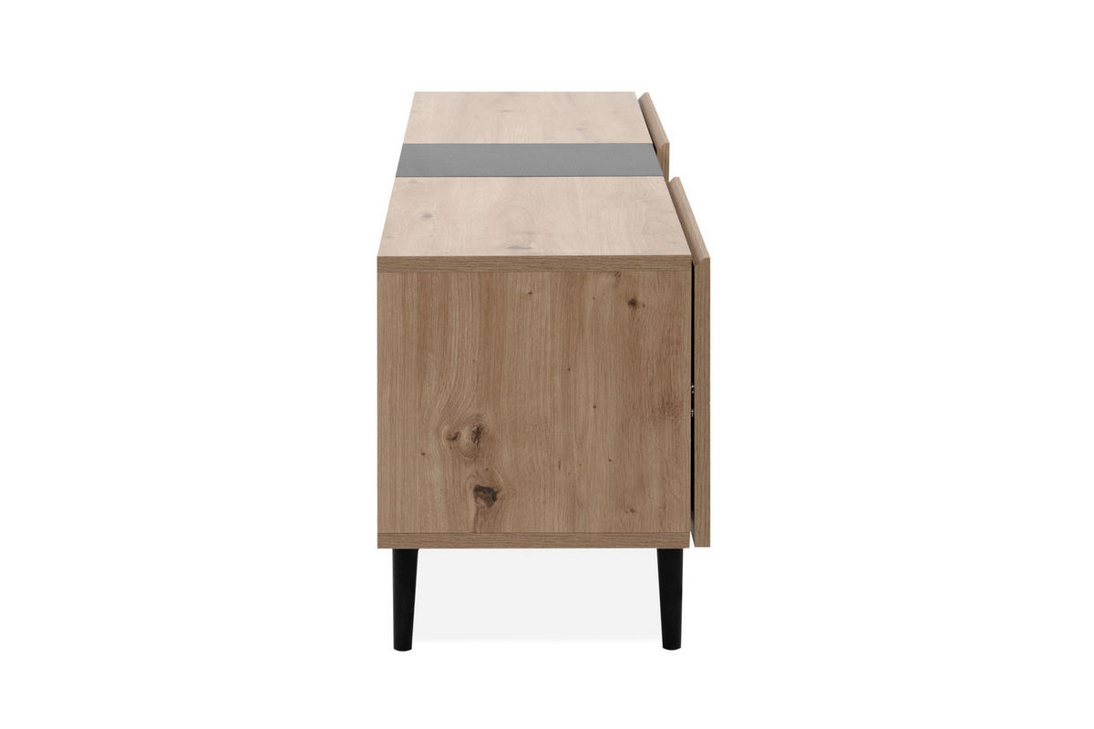 TV-BOARD Nola Artisan Oak Dekor/ schwarz - Schwarz/Braun, Holzwerkstoff/Kunststoff (160/48/37cm) - Finori GmbH
