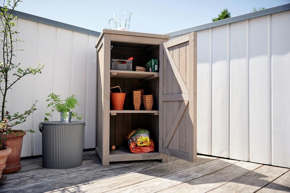 GARTENSCHRANK NEELE mit 3 Böden 45*45*85 cm - Grau, Holz (45/85/45cm) - butenkist