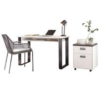 BÜROMÖBEL-SET weiß Pinie, anthrazit Landhaus, Kombination mit Rollcontainer - Anthrazit/Weiß, Holz/Holzwerkstoff (60/165/76cm) - Furn.Design