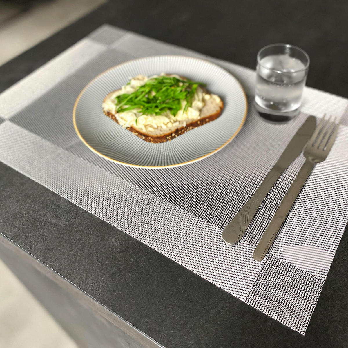 PLATZSET Untersetzer 45/30 cm (6er-Set) - Grau, Kunststoff (45/30/0.16cm) - Intirilife