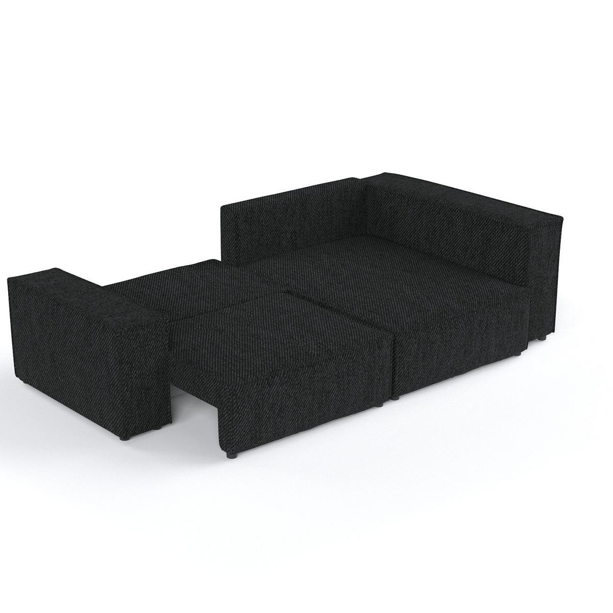 ECKSOFA AVION mit Schlaffunktion Schwarz im Neve Stoff - Schwarz, Holz/Holzwerkstoff (253/148cm) - AltaBeds