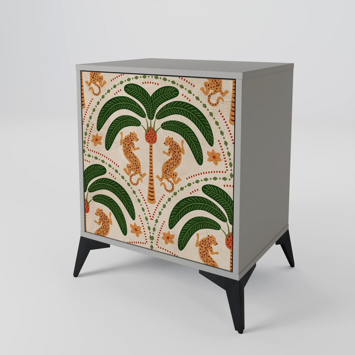 SIDEBOARD DANCING PREDATORS, Grau, 57,5x42x57,5 cm, Ohne Füße - Multicolor/Grau, Holzwerkstoff (57.5/57.5/42cm) - SpaceRebels