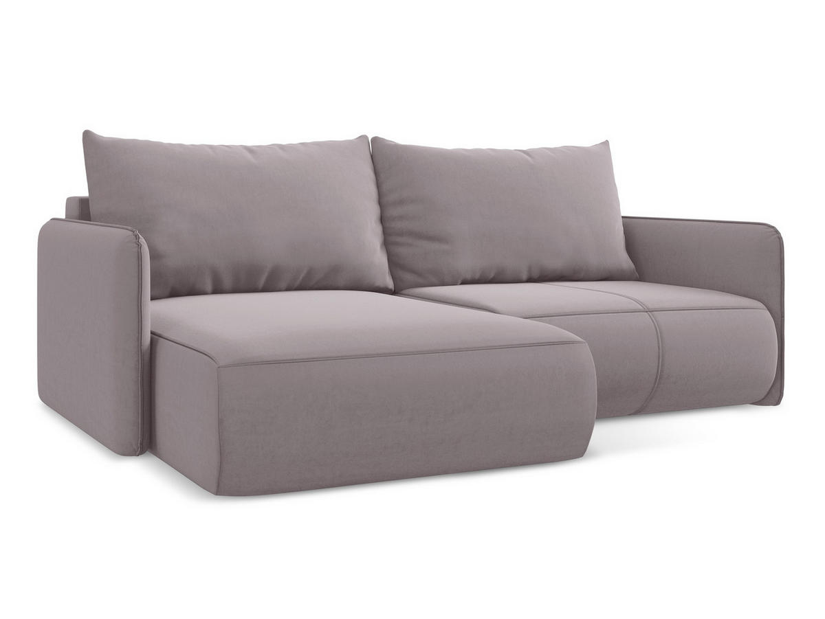 ECKSOFA mit Schlaffunktion Samt Stoff Violett - Lila/Flieder, Kunststoff/Textil (148/207cm) - Makamii