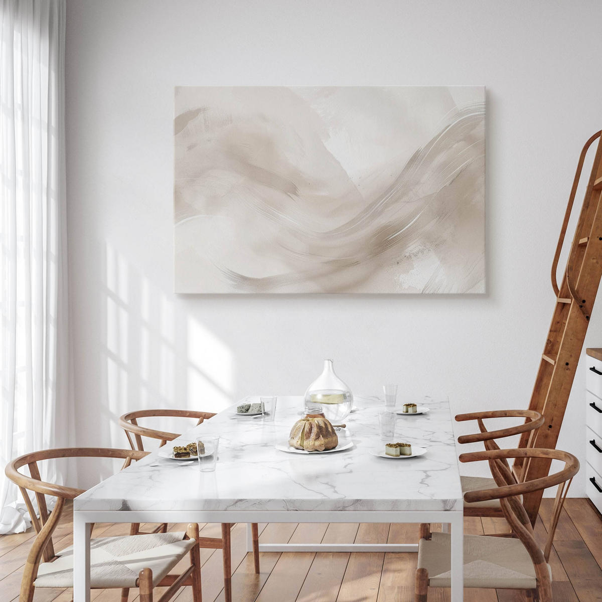 LEINWANDBILD Abstraktion Moderne Kunst für Wohnzimmer 40/30 cm - Beige/Braun, Textil (40/30cm) - Muralo