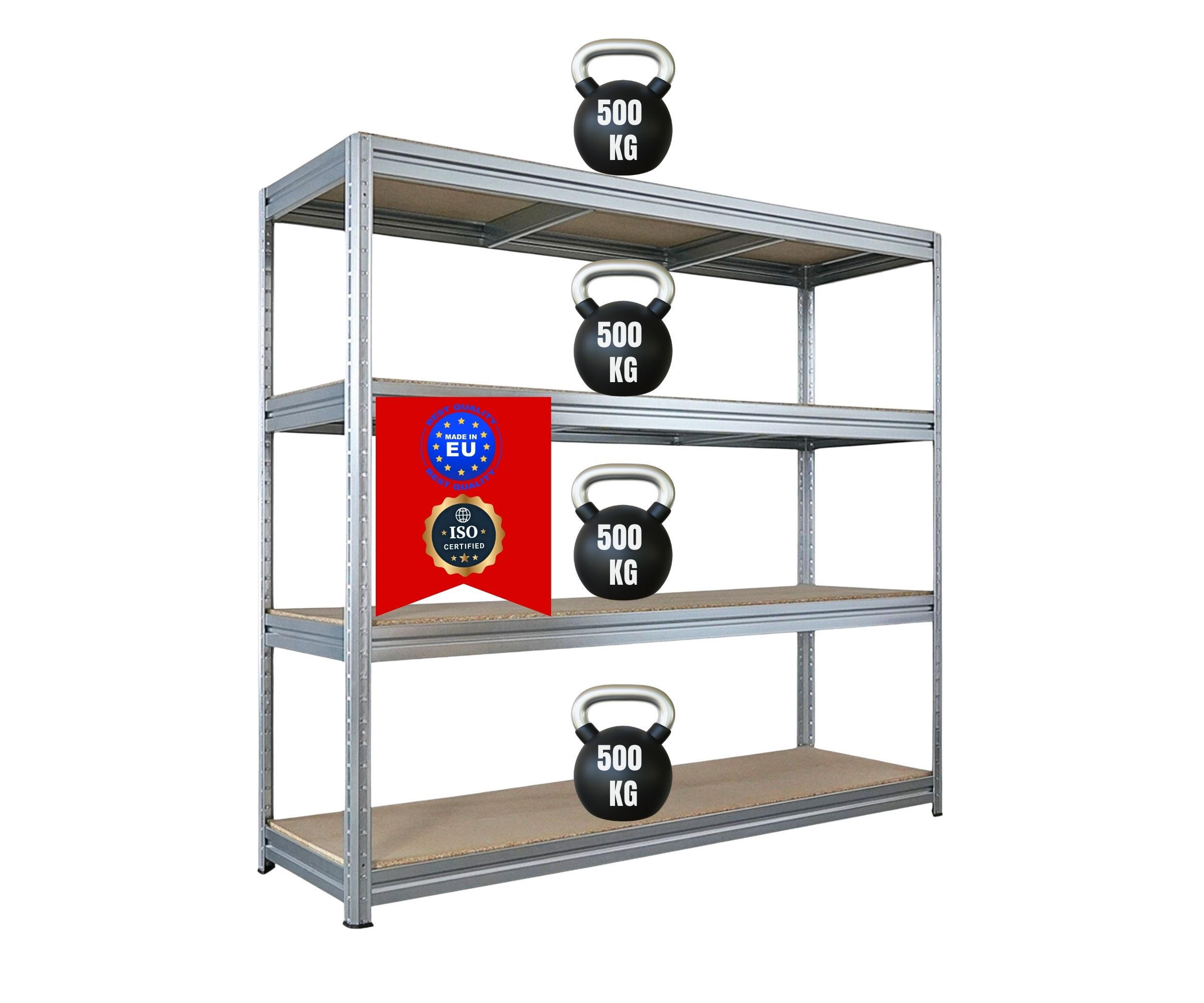 SCHWERLASTREGAL Dino 180x200x60cm Spanplatten-Ebenen Verzinkt - Silberfarben, Metall (200/180/60cm) - PROREGAL