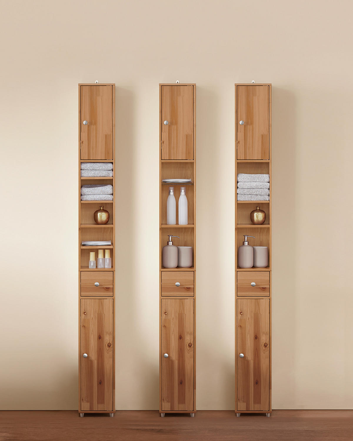 HOCHSCHRANK schmal Natur - Braun, Holz (20/180/20cm) - SoBuy